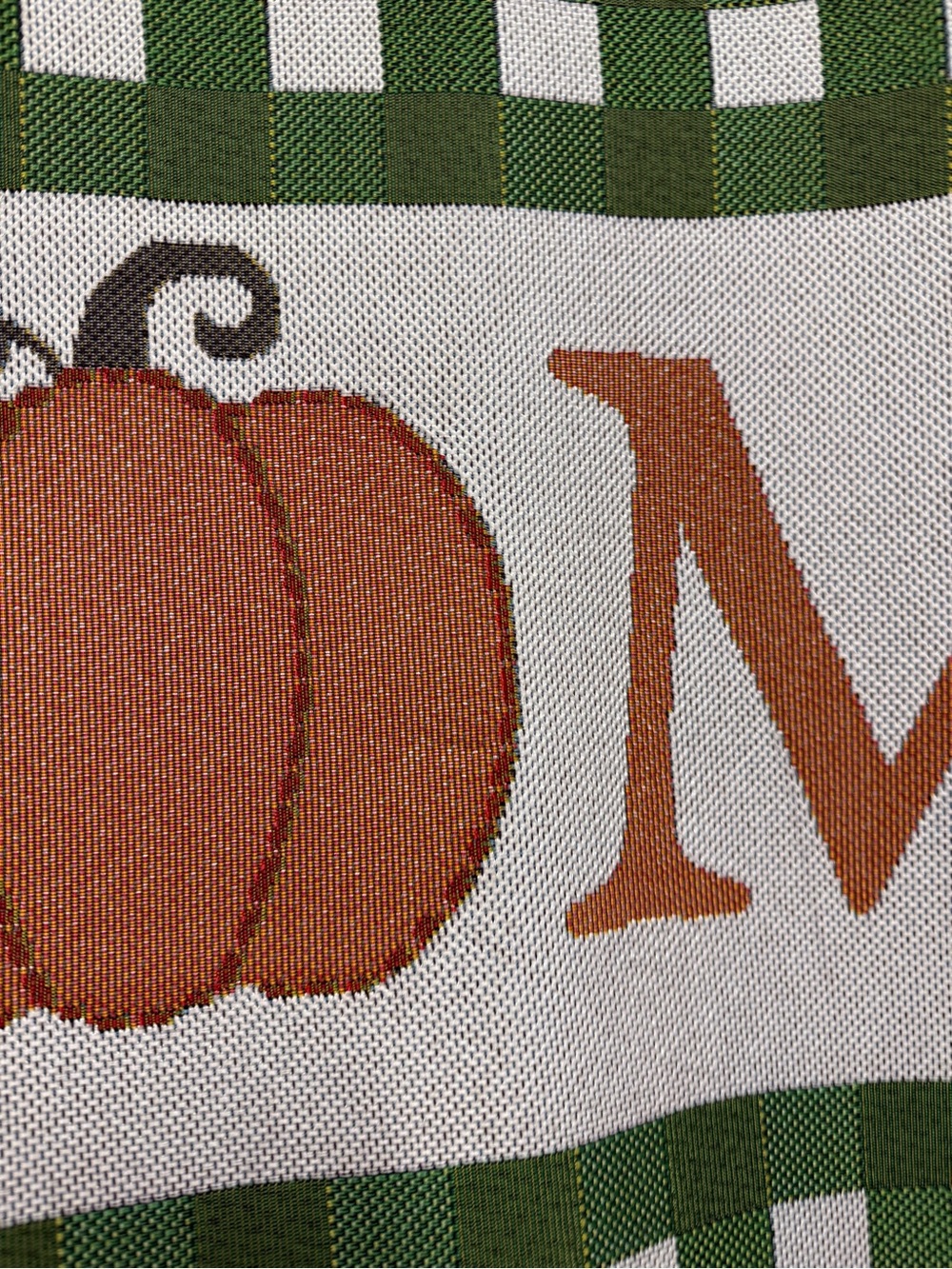 Autumn Pumpkin Fall Accent Rug Green Orange Checker Door Mat HOME decor - Picture 8 of 9
